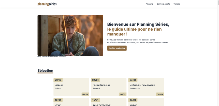 capture du site Planning Séries - planningseries.fr
